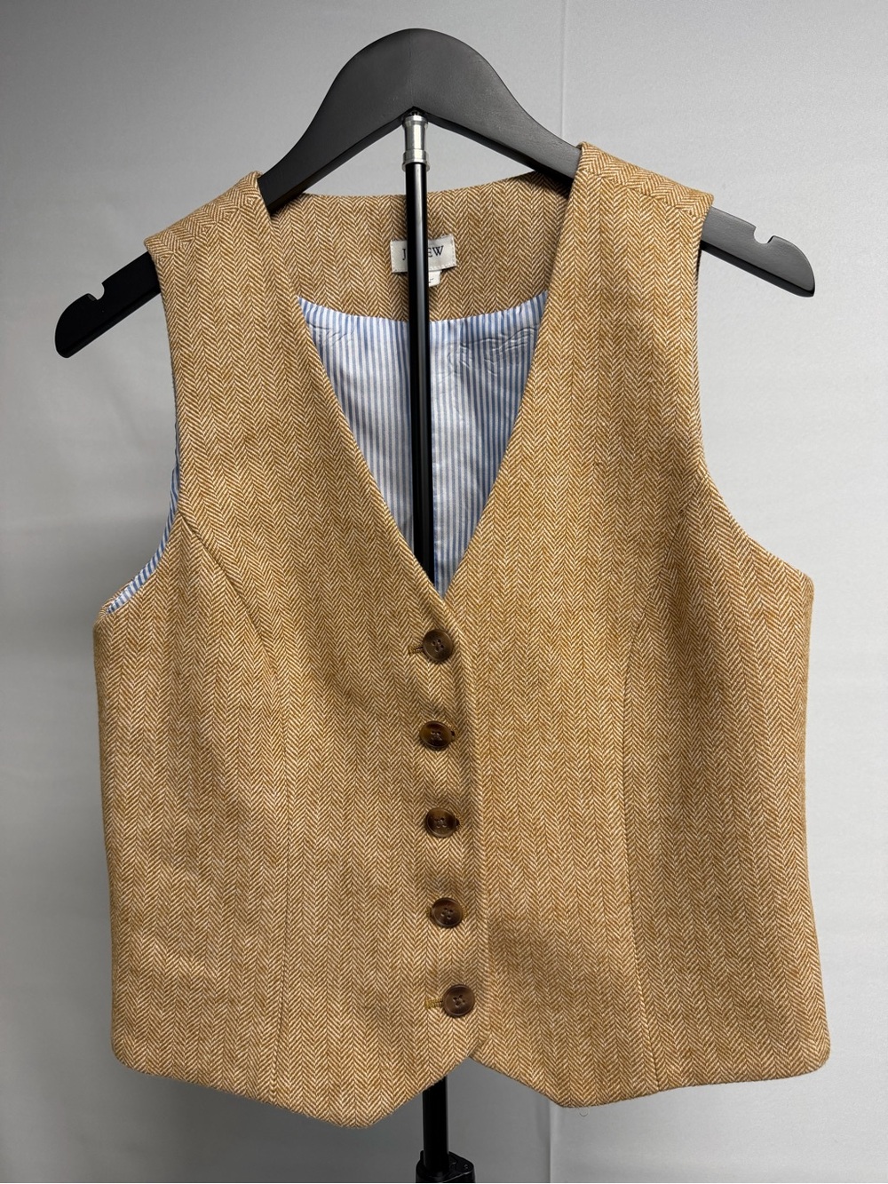 J. Crew Women's Tan Herringbone Vest - Size 4